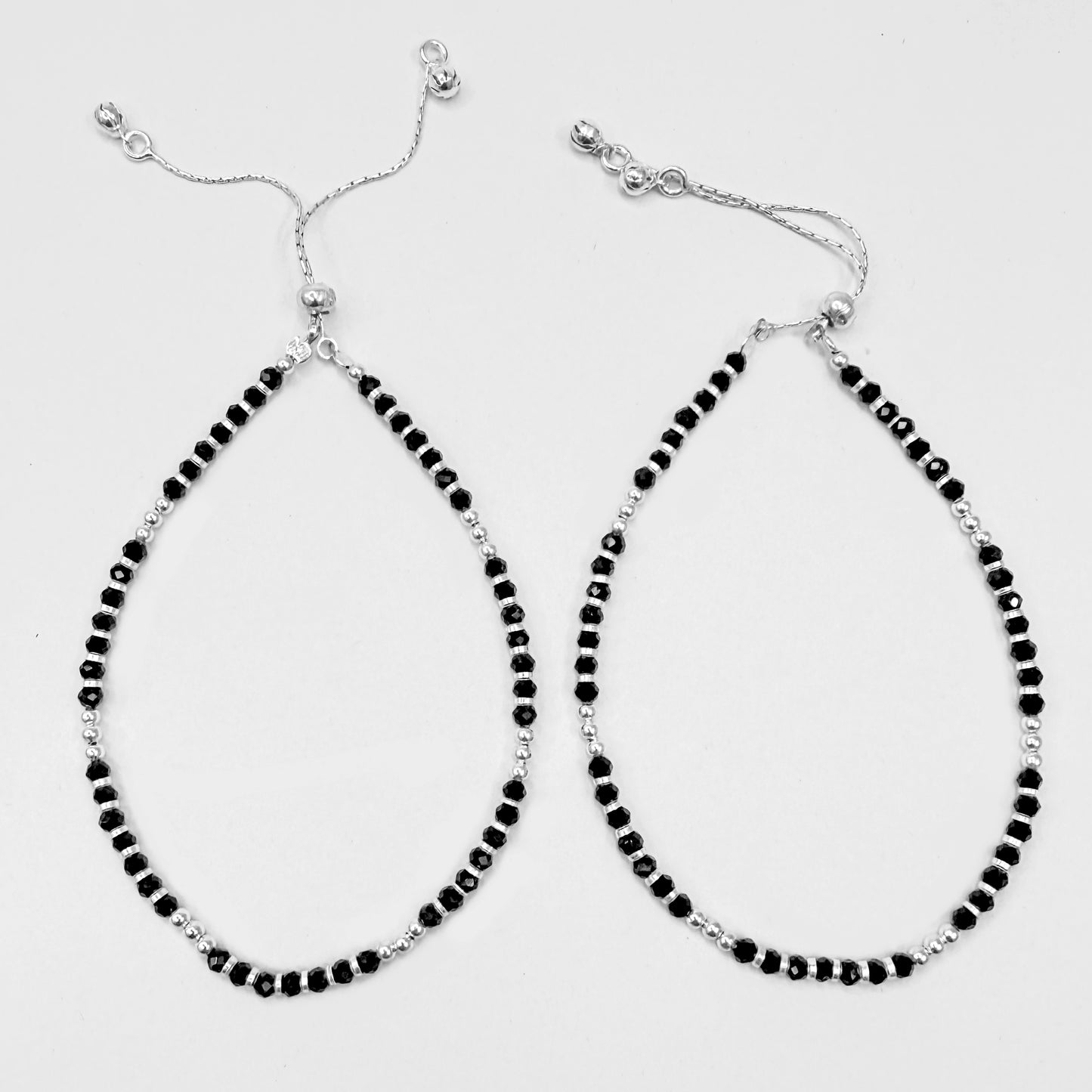Silver & Black Beaded Anklet