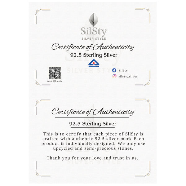 SilSty Certificate of Authenticity for 92.5 Sterling Silver product
