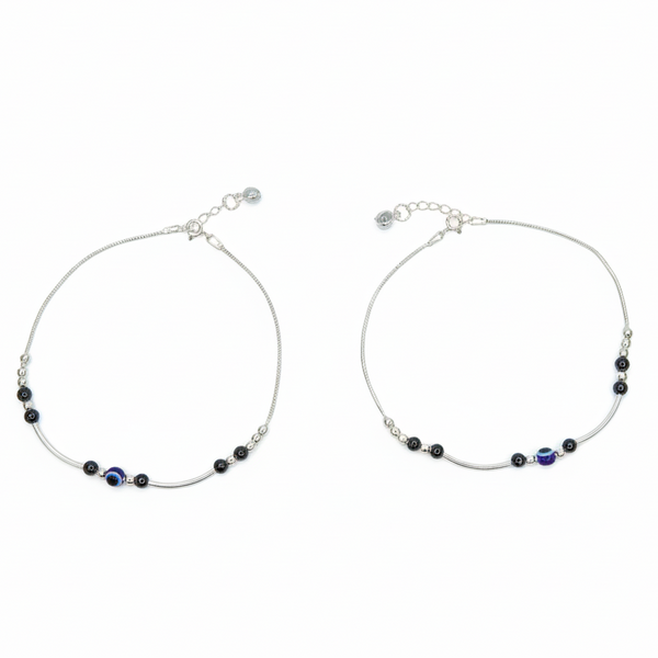 Evil Eye Charm Silver Anklet