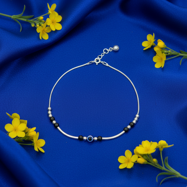 Evil Eye Charm Silver Anklet