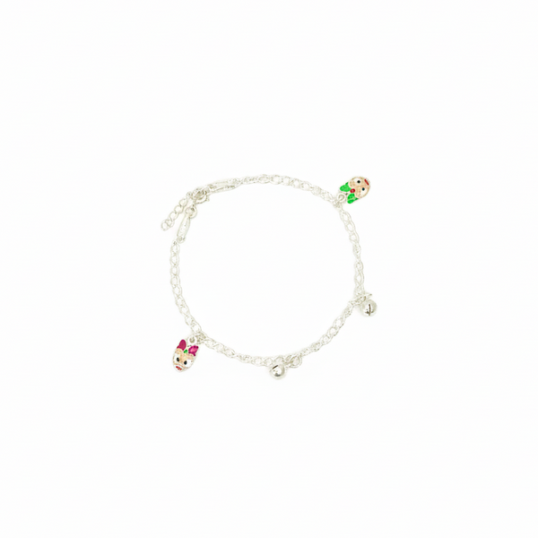 Cute Doll Charm 925 Silver Anklet for kids