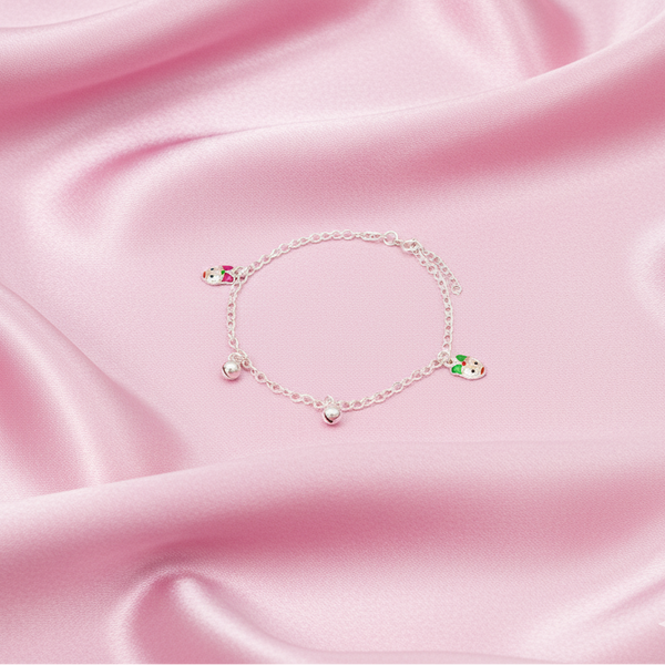 Cute Doll Charm 925 Silver Anklet for kids