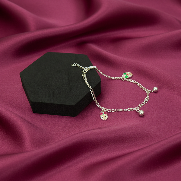 Cute Doll Charm 925 Silver Anklet for kids