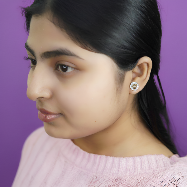 Golden Bloom Silver Stud Earrings for Women