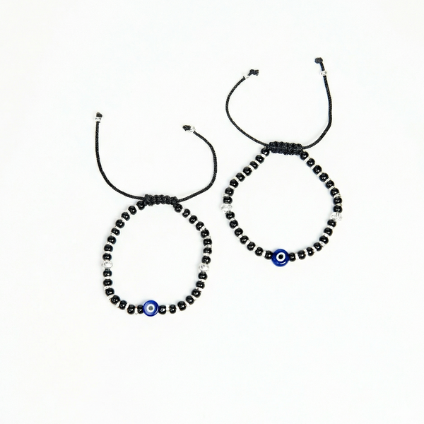 Kids Evil Eye Black Beaded Anklet