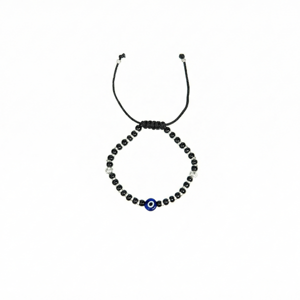 Kids Evil Eye Black Beaded Anklet