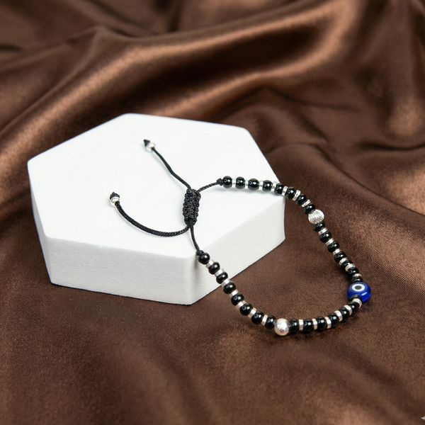 Kids Evil Eye Black Beaded Anklet