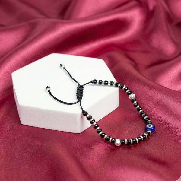 Kids Evil Eye Black Beaded Anklet