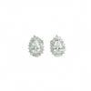 Radiant Pear Halo Silver Stud Earrings for Women