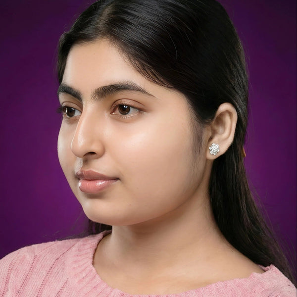 Snowflake Bloom Silver Stud Earrings for Women