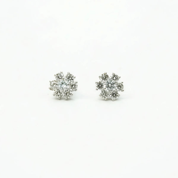 Snowflake Bloom Silver Stud Earrings for Women
