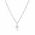 Silver necklace with a delicate flower pendant on a white background