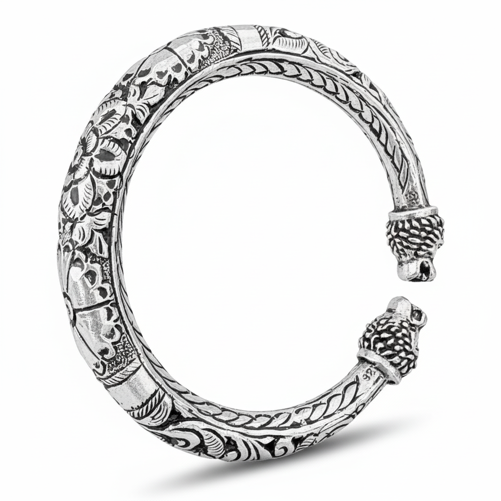 Regal Tiger Head Silver Kada