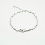 Silver Twist Evil Eye Bracelet