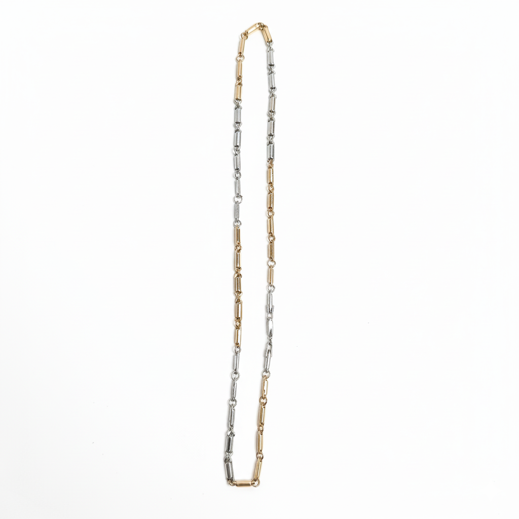 Two-Tone Silver & Rose Gold Link Chain Necklace