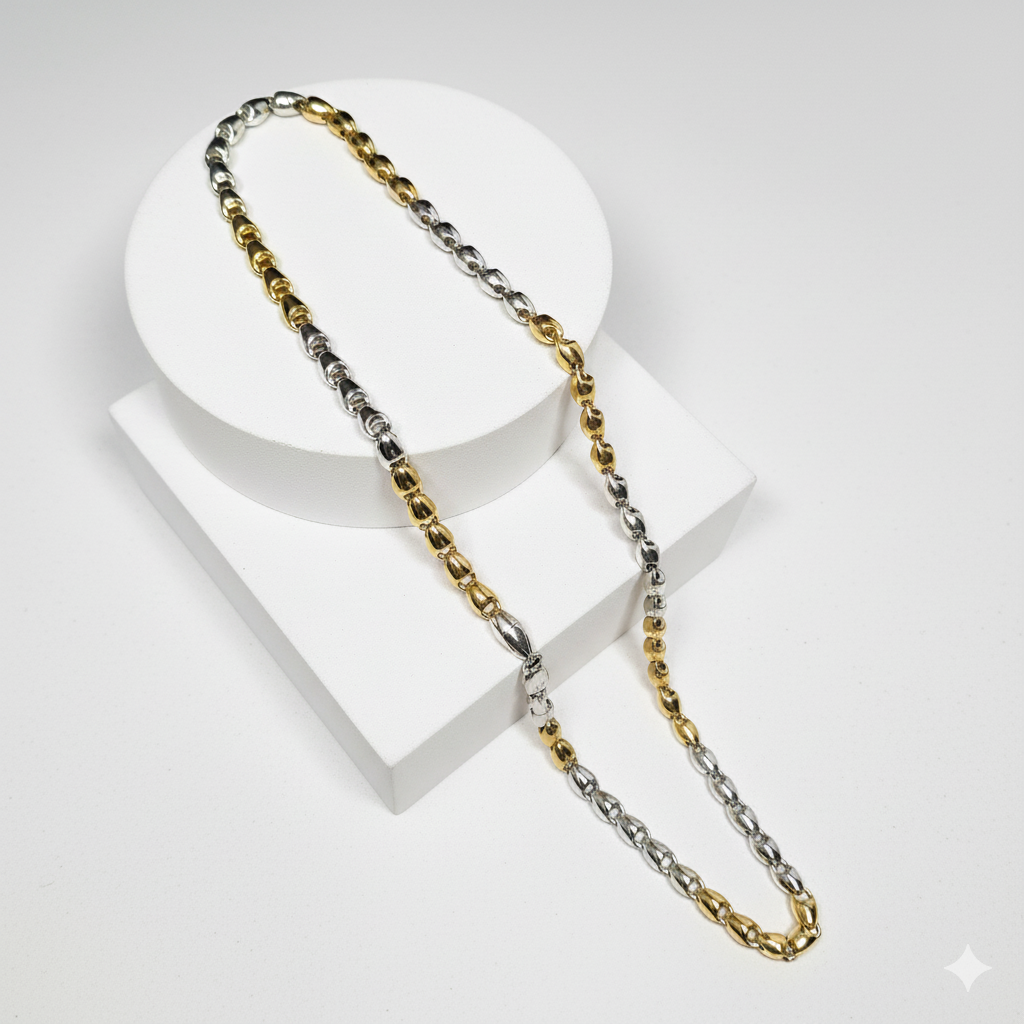 Two-Tone Gold & Silver Oval Link Chain Necklace