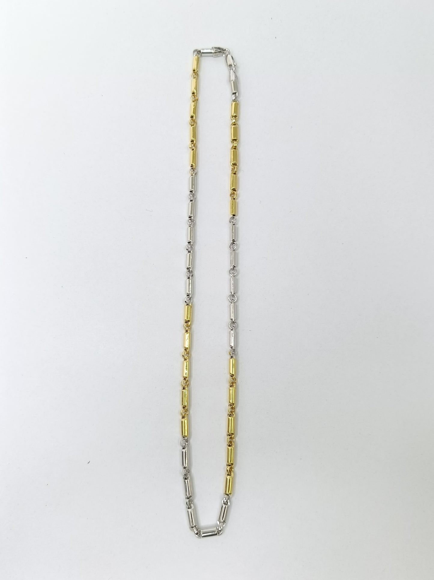 Two-Tone Rectangular Link Chain Necklace