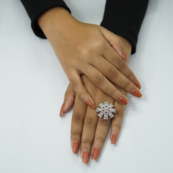 Royal Snowflake Diamond-Style Statement Ring