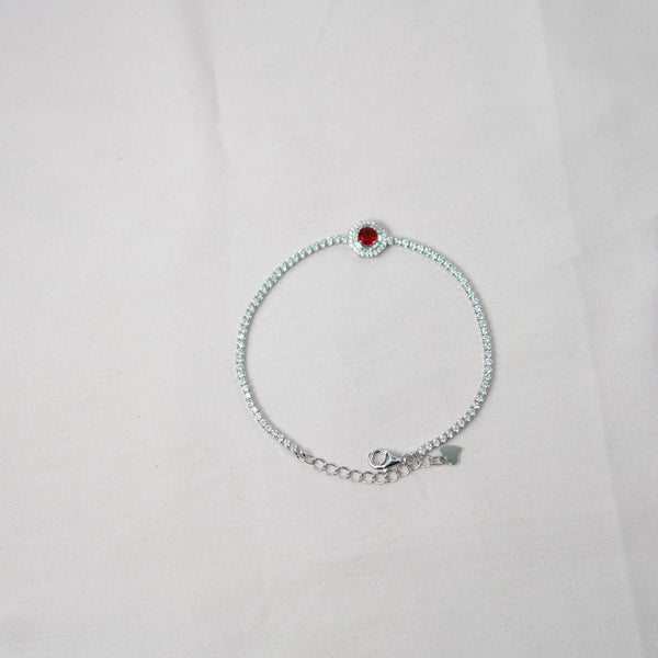 Silver Ruby Halo Tennis Bracelet