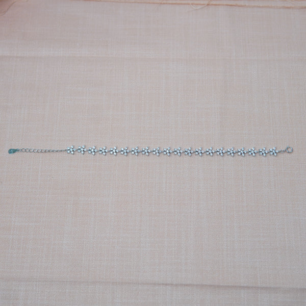 Silver Floral Zircon Bracelet