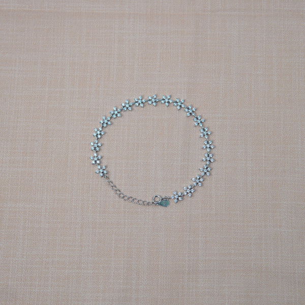 Silver Floral Zircon Bracelet