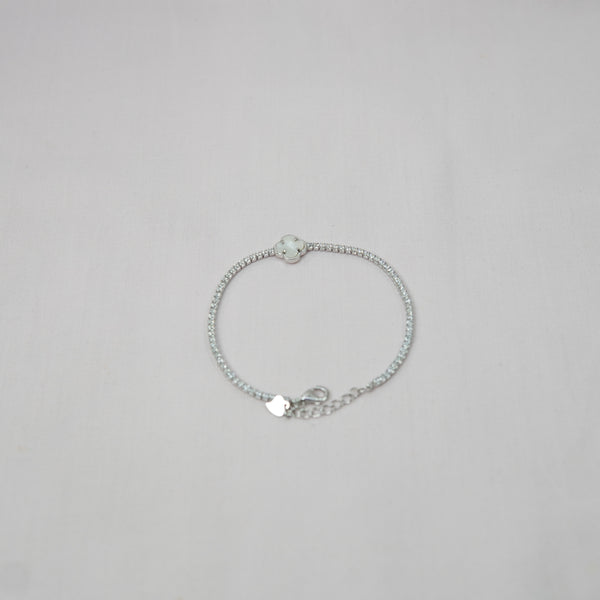 Silver Clover Mother of Pearl Tennis Bracelet