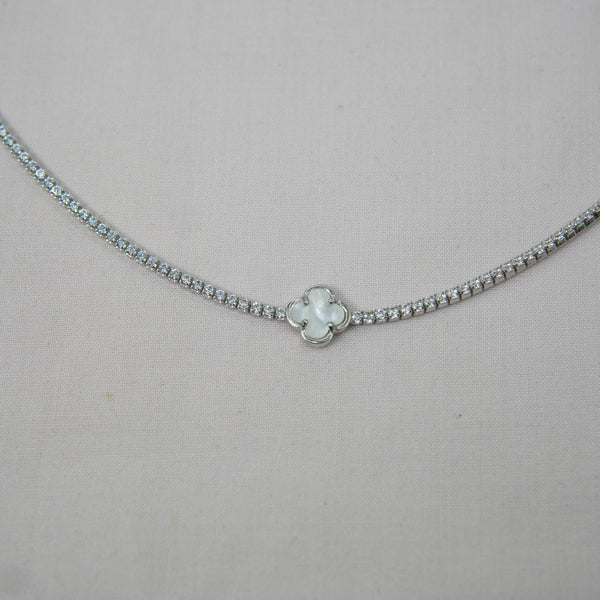 Silver Clover Mother of Pearl Tennis Bracelet