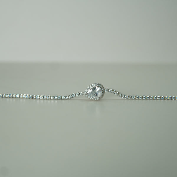 Silver Teardrop Zircon Tennis Bracelet