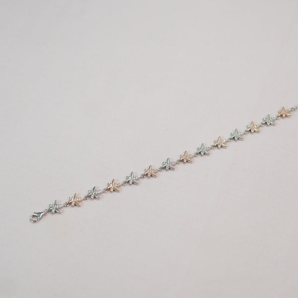 Dual-Tone Floral Charm Bracelet