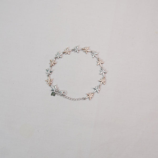 Dual-Tone Floral Charm Bracelet