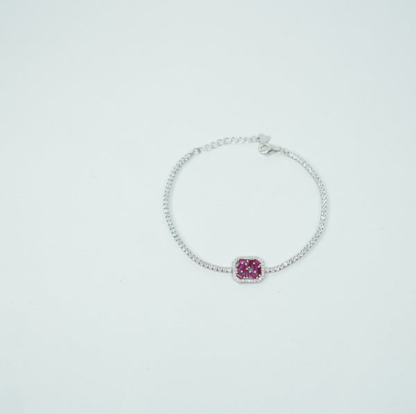 Silver Ruby Radiance Bracelet