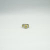 Stylish silver-plated ring featuring golden yellow gemstone centerpiece