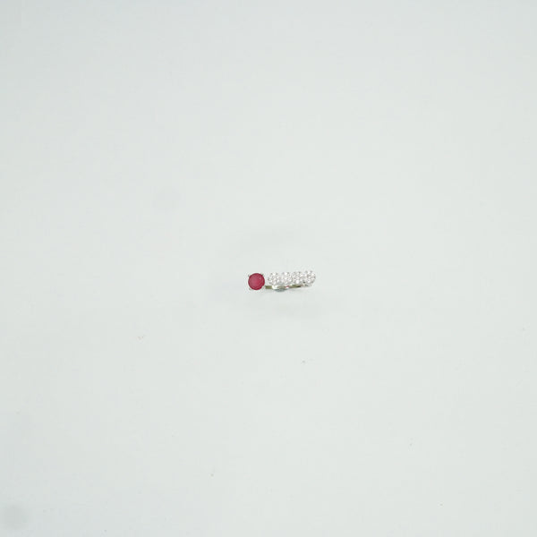 Ruby and Diamond Accent Silver Ring