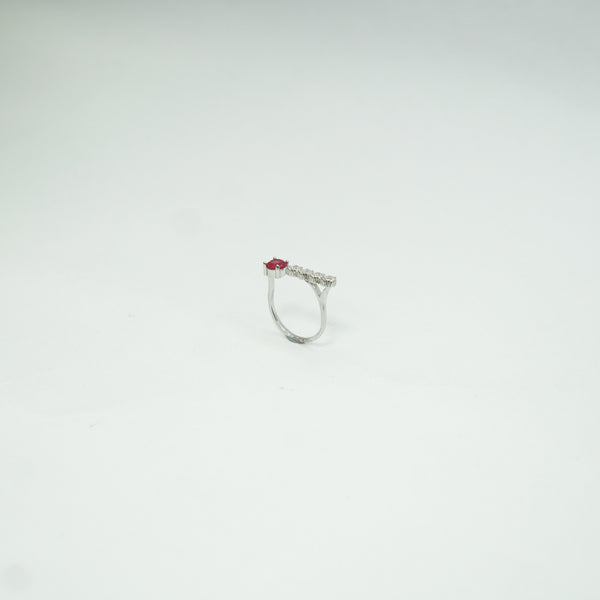 Ruby and Diamond Accent Silver Ring