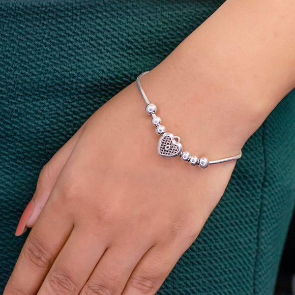 Pure Silver Heart Charm Bracelet