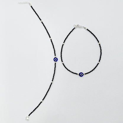 Silver Evil Eye Nazariya Anklet