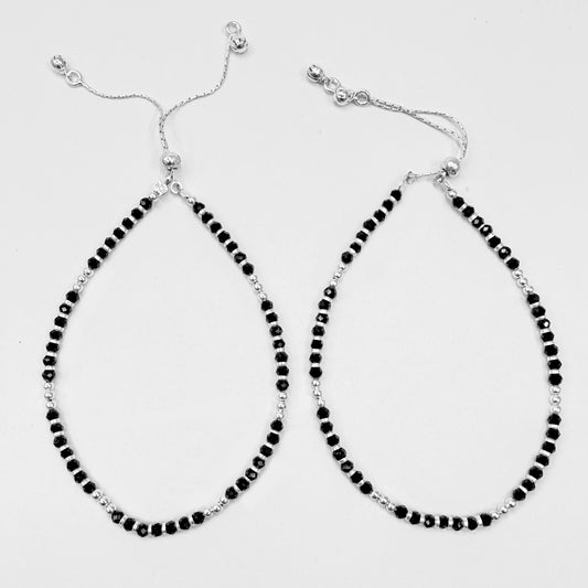 Silver & Black Beaded Anklet