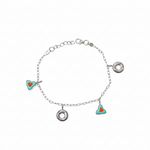 Cute Triangle & Donut Charm Silver Bracelet