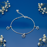 Silver Triple Butterfly Charm Bracelet