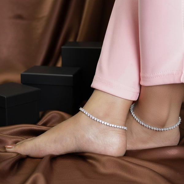Radiant Sparkle Silver Anklet
