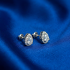 Radiant Pear Halo Silver Stud Earrings for Women