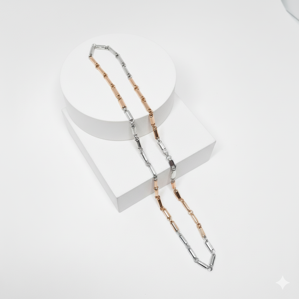 Two-Tone Silver & Rose Gold Link Chain Necklace