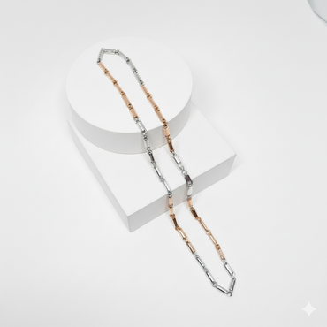 Two-Tone Silver & Rose Gold Link Chain Necklace