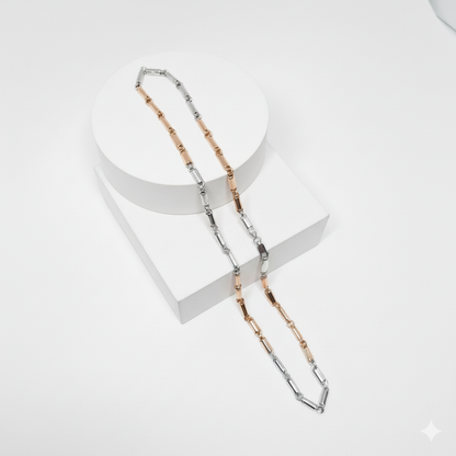 Two-Tone Silver & Rose Gold Link Chain Necklace