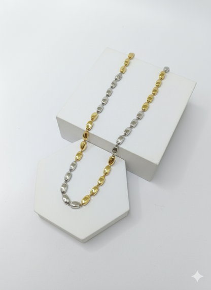Two-Tone Gold & Silver Box Link Chain Necklace