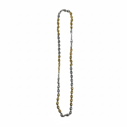 Two-Tone Gold & Silver Textured Link Chain Necklace