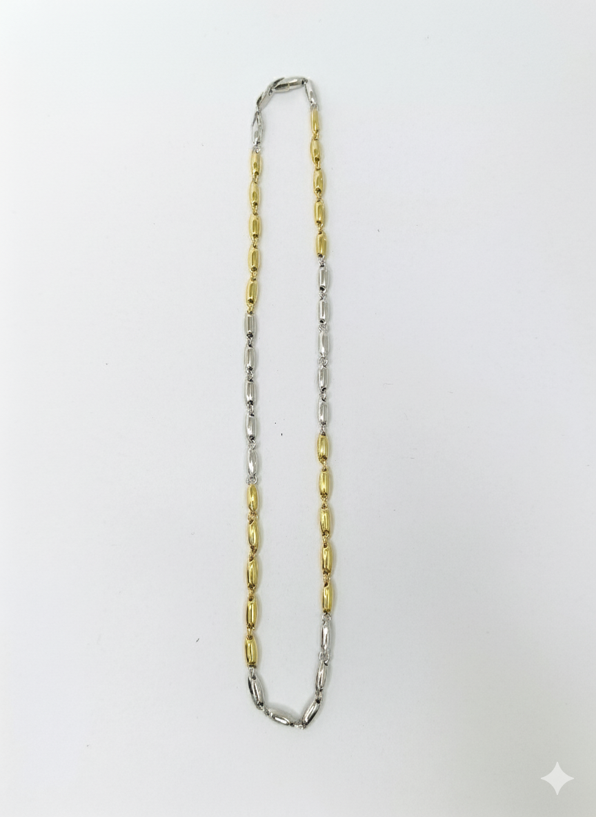 Two-Tone Oval Link Silver Chain Necklace