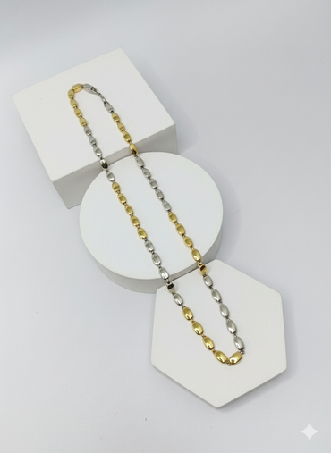 Two-Tone Gold & Silver Box Link Chain Necklace