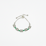 Vintage Silver Green Stone Bracelet