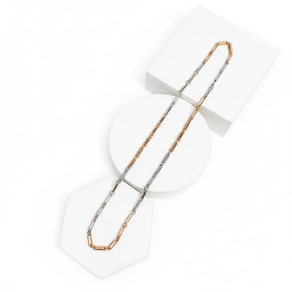 Two-Tone Silver & Rose Gold Link Chain Necklace